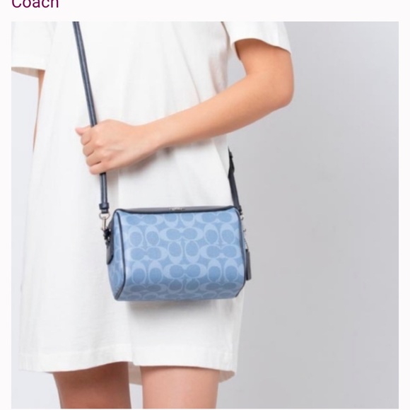 Coach Signature Light Blue Crossbody Bag - Picture 12 of 12